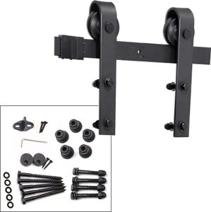 Jiubiaz Schiebetürsystem Montageset Laufschiene Holztür Schiebetürbeschlag 183/200cm Jiubiaz Schiebetürsystem Montageset Laufschiene Holztür Schiebetürbeschlag 183/200cm