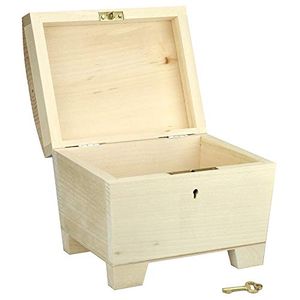 Kleine Holzkiste | Schatztruhe mit Deckel Schloss und Schlüssel für Schmuck-Stücke | Abschließbare Holzbox für kleine Gegenstände