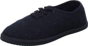 Sneakers Damen-Leinenschnürer Schwarz, Farbe:schwarz, EU Größe:38