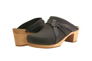 Sanita Wood-Manuella Square Open Clog Black Gr.42