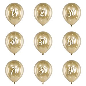 Glossy-Ballons zum Geburtstag, 6er Pack, gold, 30cm, 18 30 40 50 60 70 80 90, Alter:60
