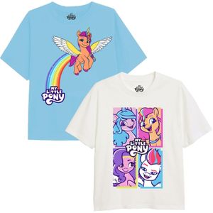 My Little Pony - "Iconic Pony Power" T-Shirt für Mädchen (2er-Pack) TV1939 (104) (Blau/Weiß)