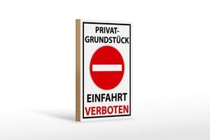 Holzschild Halteverbot 12x18 cm Privat Einfahrt verboten Deko Schild wooden sign