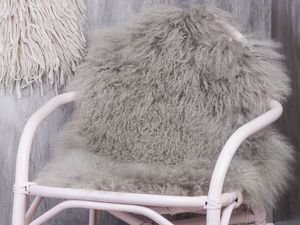 Bloomingville Mongolisches Lamm Fell grau, Lammfell 50x90, kuschelig weich