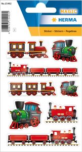 HERMA Sticker MAGIC "Eisenbahn" aus Glanzfolie 1 Blatt à 8 Sticker