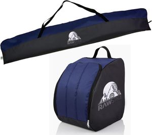 Rawstyle Skitasche Ski-Schuh-Tasche Set SKI-Tasche 160cm oder 180cm wasserdicht Ski Bag Ski Cover Wintersport Kombi (180cm-schwarz-blau)