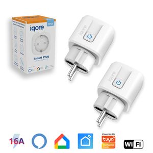 2x iqore Intelligente WiFi WLAN Steckdose mit Strommessung und Sprachsteuerung, Timer, SmartLife App, Mini Smart Plug, Alexa & Google