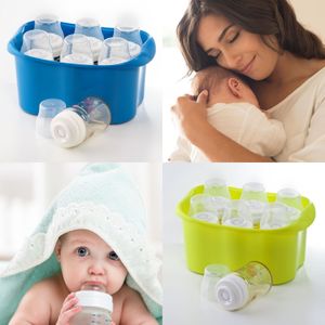 Dr. Schandelmeier Baby Muttermilchbehälter 6 Stück, Aufbewahrungsbecher für Muttermilch, Still- und Fütterungsflasche, Muttermilch- und Frischebehälter, Farbe:Blau