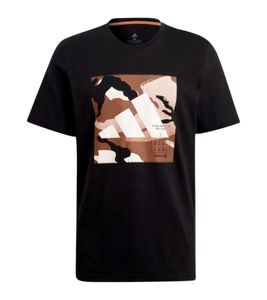 adidas Athletics Graphic Tee Herren T-Shirt nachhaltiges Baumwoll-Shirt mit Camouflage-Print GN6838 Schwarz, Größe:S