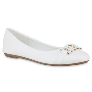 VAN HILL Damen Übergrößen Klassische Ballerinas Slippers Schuhe 841287, Farbe: Weiß, Größe: 45