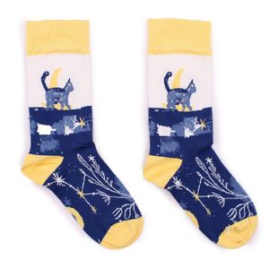 Socken aus Bambus - Katze Mitternacht Sterne Himmel S/M EU 36-40