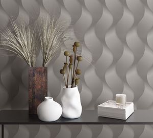 marburg Tapete Grau Silber Metallic Wellen Vliestapete Grafisch für Schlafzimmer Wohnzimmer oder Küche  10,05 x 0,70m