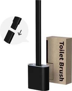 Silikon WC-Bürste mit Halter – Flexible Toilettenbürste – Mit Wandhalterung – Schwarz