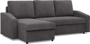 Ecksofa mit Schlaffunktion,  Cord - Dunkelgrau