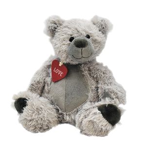 Teddybär Grau 22 cm mit Herz  Kuscheltier Teddy Bär Kuschelbär