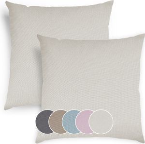 sleepling 4er Set 40 x 40 cm, Sofakissen mit Füllung und Bezug, Zierkissen aus robustem Polsterstoff, Dekokissen, Kopfkissen, Kissen für Couch, beige