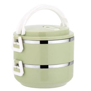 Warmhaltebehälter, Edelstahl Box für Essen mit Griff, Doppelschicht Thermobehälter Lunchbox 1400 ml/ 47.3Oz  (grün)