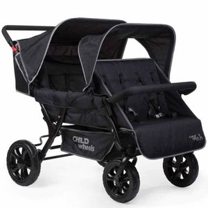 CHILDHOME Zwei-Mal-Zwei Vierlinge Kinderwagen Schwarz CWTB2