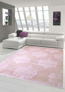 Designer Teppich Moderner Teppich Wollteppich Meliert Wohnzimmerteppich Wollteppich Ornament Rosa Pink Größe - 200 x 290 cm