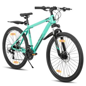 HILAND 27.5 Zoll Mountainbike mit 21 Gang Shimano Federgabel Scheibenbremsen, Jugendliche Fahrrad für Herren Damen Jungen Mädchen, Grün