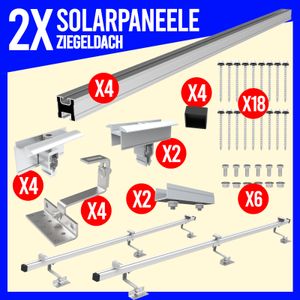Photovoltaik Solarpanel Halterung 2x Montage Set Ziegeldach Befestigung PV