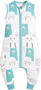 Baby Schlafsäcke Sommer 90-105 cm ärmelloser Reißverschluss mit Füßen 0.5 Tog 100%Baumwolle Sommerschlafsack mit Beinen Babyschlafsäcke für Mädchen und Jungen (Panda)