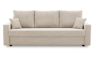 Couch AIKIDO 223x90 - mit schlaffunktion - Farben zur Auswahl - modernen Couch - mit Bettkasten - Moderner Cordstoff - Stoff POSO 100 Beige