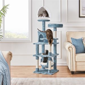 Yaheetech Kratzbaum Katzenbaum Ozean-Stil 155 cm H mit Katzenhöhlen Plattformen Sisalstämmen, Blau