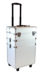APT CA19 Dvojdielny kozmetický kufrík na kolieskach strieborná