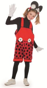 W3698-152 schwarz-rot Kinder Mädchen Jungen Maus Latzhose Käfer Kostüm Gr.152