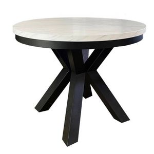 Runder Tisch wohnzimmer ausziehbar 100(180) Schwarz Marmorplatte Narvic