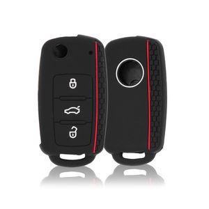Schlüsselhülle Schwarz Rot Skoda VW GTI Seat Autoschlüssel Fernbedienung Case
