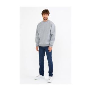 Basic Sweatshirt Langarm Oversize Pullover Baumwolle Langarmshirt für Herren M Grau