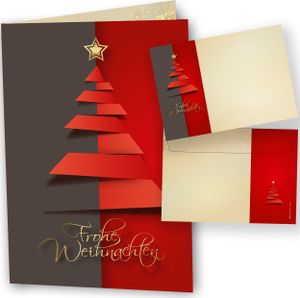 Avantgarde Weihnachtskarten mit Umschlag 16 Sets moderne Klappkarten DIN A6 Frohe Weihnachten