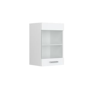 Livinity® Küchenschrank Glas R-Line, 40 cm, Weiß Hochglanz/Weiß