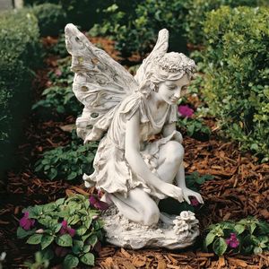 Feen Figuren Dekoration, Garten Engel Ornament Magische Elfen Figuren Harz Statue Blumenfee Skulptur Gartendekoration
