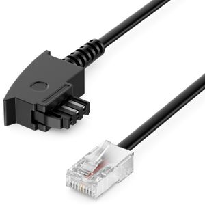 deleyCON 20m Routerkabel TAE-F auf RJ45 (8P2C) Anschlusskabel Kompatibel mit DSL ADSL VDSL Fritzbox Internet Router an Telefondose TAE - Schwarz