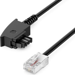 deleyCON 20m Routerkabel TAE-F auf RJ45 (8P2C) Anschlusskabel Kompatibel mit DSL ADSL VDSL Fritzbox Internet Router an Telefondose TAE - Schwarz