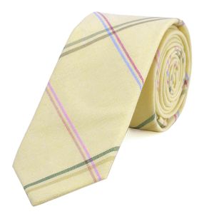 DonDon Herren Krawatte 6 cm gestreift Baumwolle pastell-gelb