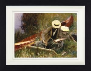 John Singer Sargent Gerahmtes Bild Mit Edlem Passepartout | Wand-Bilder | Im Bilderrahmen - Studie Im Freien, Paul Helleu Zeichnet Mit Seiner Frau, 1889 (30 x 40 cm)