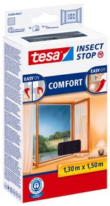 tesa Fliegengitter Comfort Insektenschutz Fenster ohne Bohren grau 1,3 x 1,5 m
