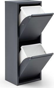 Gowoll Mülltrennsystem 2 Fach Mülleimer Küche aus Metall Fleckenfest Wandmontage Abfalleimer Küchenmülleimer mit Herausnehmbarer Inneneimer Recycling
