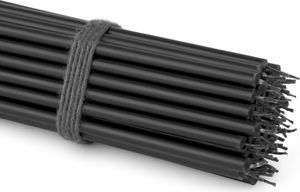 50x Stabkerzen Schwarz Tropffrei Rußfrei dünn L 16cm Premium Paraffinwachs 36130