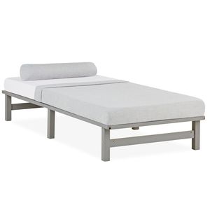 Homestyle4u 2193, postel z palet 90x200 cm postel z masivu šedá nábytek z palet postel dřevěná postel futon postel