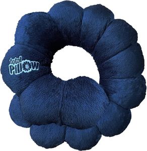 Total Pillow - Reisekissen für Nacken, Kopf und Lendenwirbelsäule, Fleece, drehbar, mit Mikroperlen gefüllt, blau - Donut Kissen