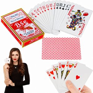 54 Spielkarten Kunststoff Spiel Karten Kartenspiel Pokerkarten Plastik Deck Poker Romme Canasta Bridge Skat Rot Retoo