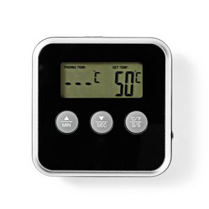 Nedis, Fleischthermometer 250°C mit Timer und Alarm, Schwarz / Silber