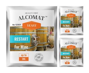 Weinhefe für die Wiederaufnahme der Gärung ALCOMAT Restart Yeast | Alkohol Hefe | auf 25 bis 30 Liter | Alkoholverträglichkeit: bis 18% 3er Set