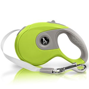 BLUZELLE Hundeleine für Kleine und Große Hunde Ausziehbar, Rollleine 3m/5m/8m mit 360 Grad Karabiner-Haken aus Metall, Ergonomischer Griff, Flexibles Nylon Band, Größe:5 Meter, Farbe:Grün