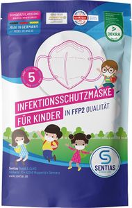 Sentias Kindermaske in FFP2 Qualität, Maske für Kinder, 5 Stück